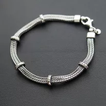 Dupla Szakaszos-Fonott Ezüst karkötő