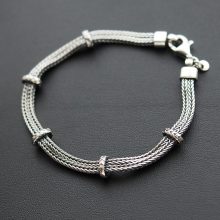 Dupla Szakaszos-Fonott Ezüst karkötő