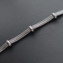 Dupla Szakaszos-Fonott Ezüst karkötő