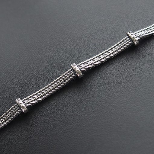 Dupla Szakaszos-Fonott Ezüst karkötő