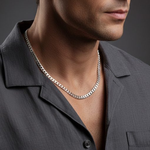 Széles Tömör Pancer Ezüst Férfi nyaklánc