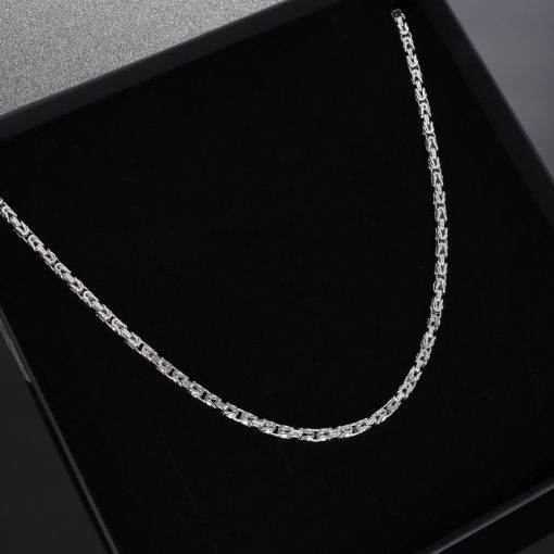 Szögletes királylánc - Ródiumozott 3x3 mm