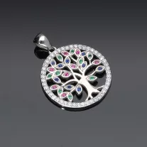 Életfa medál színes cirkóniával