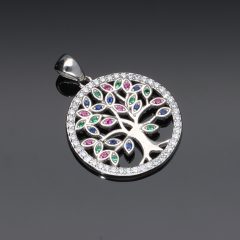 Életfa medál színes cirkóniával