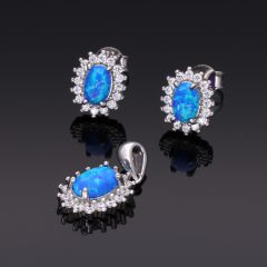 Fehér Opál - karmos köves Füli-Medál Garnitúra