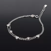 Két soros Szíves - Köves Ezüst karkötő