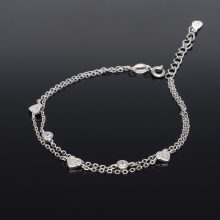 Két soros Szíves - Köves Ezüst karkötő