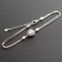 Körbe köves szív Ezüst karkötő