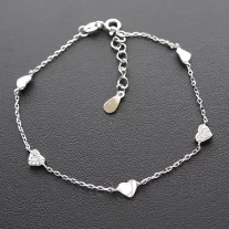 Cirkónia Szív Ezüst karkötő