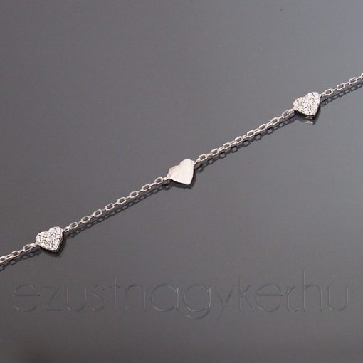Cirkónia Szív Ezüst karkötő