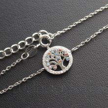 Színes köves Életfa ezüst karkötő 