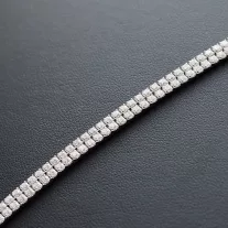 Két soros, végig köves ezüst tenisz karkötő 