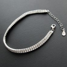 Két soros, végig köves ezüst tenisz karkötő 