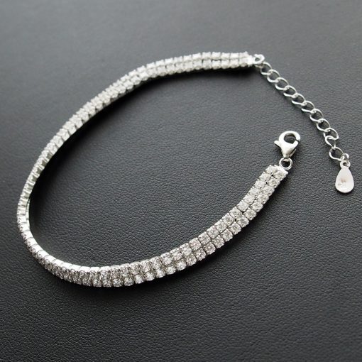 Két soros, végig köves ezüst tenisz karkötő 