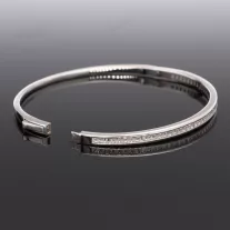   Bagett cirkónia köves merev Ezüst karkötő - Kisebb méret!