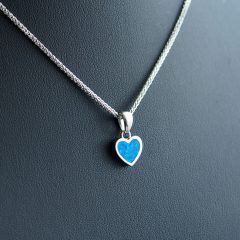 Kék Opál Szív medál csillámfényes Barbara nyakláncon