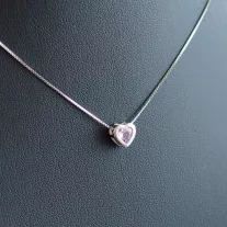 Rózsaszín Cirkónia szív medál nyakláncon - 7mm