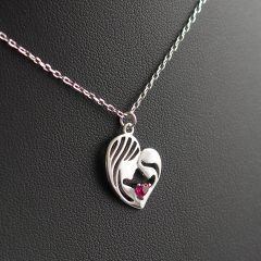 Anya-lánya medál nyakláncon - piros szív kővel