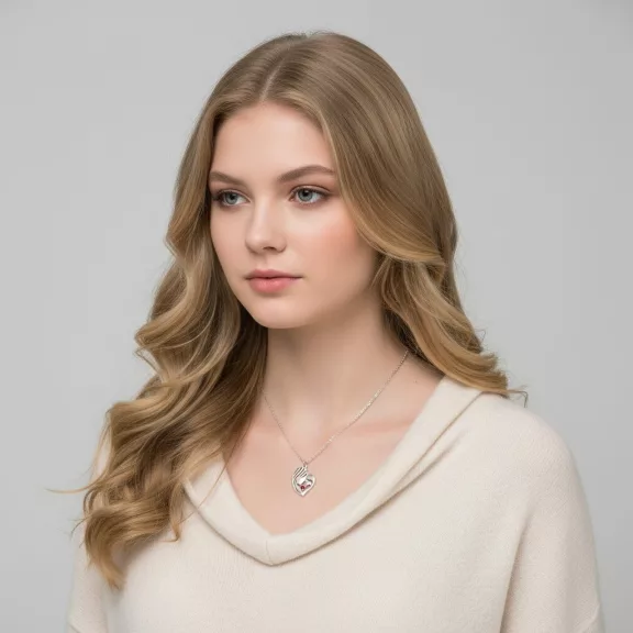 Anya-lánya medál nyakláncon - piros szív kővel