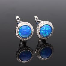  Kerek körbe köves Opál szett nyaklánccal - kék