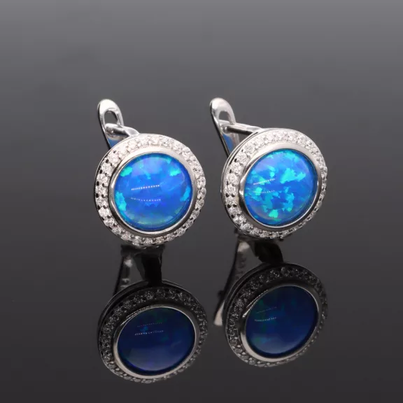  Kerek körbe köves Opál szett nyaklánccal - kék