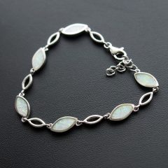 Navett Opál ezüst karkötő - Fehér