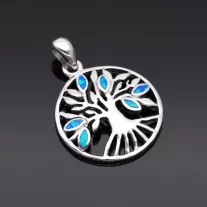 Ezüst Életfa medál,  Opál köves levelekkel