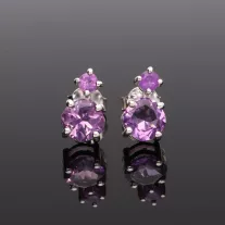   Fazettált két köves ezüst fülbevaló-Különböző ásványokkal