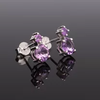   Fazettált két köves ezüst fülbevaló-Különböző ásványokkal