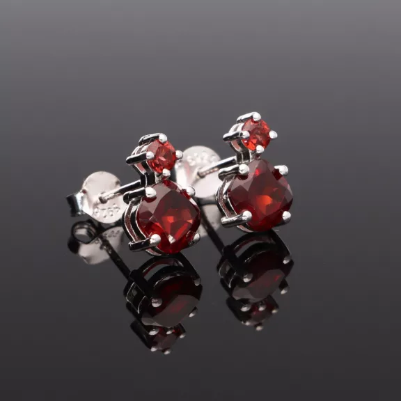 Fazettált két köves ezüst fülbevaló-Különböző ásványokkal