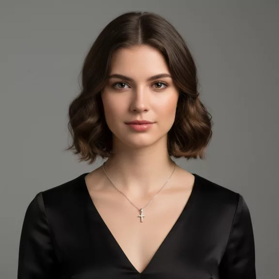 Kicsi kereszt medál cirkónia kövekkel