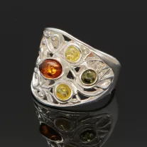 3 lveveles Borostyán ezüst gyűrű - Méz