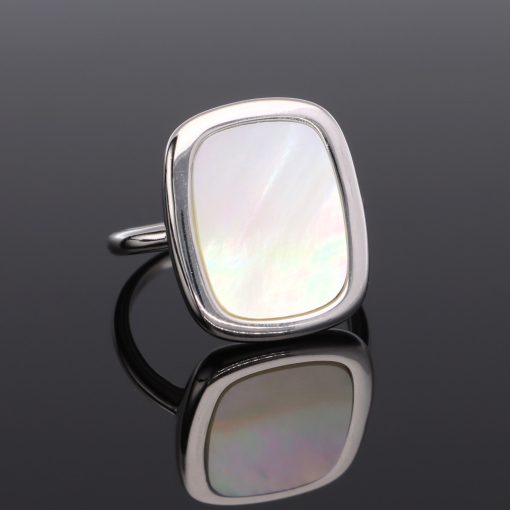 Modern-Szögletes Gyöngyház ezüst gyűrű