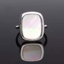 Modern-Szögletes Gyöngyház ezüst gyűrű