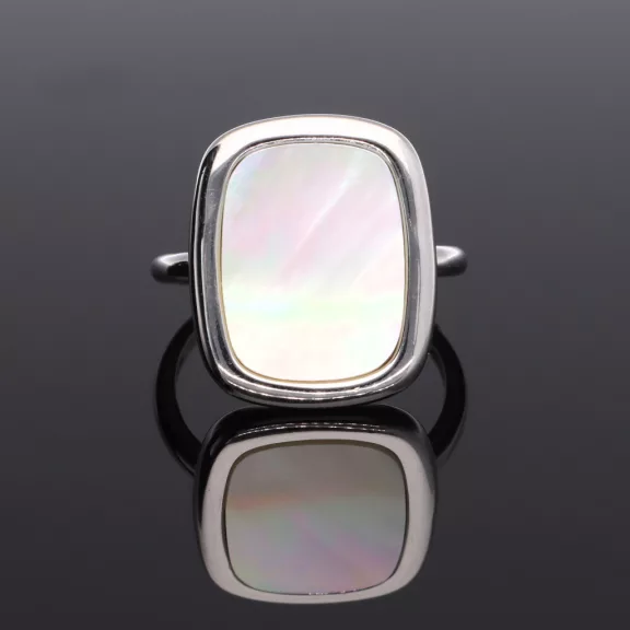 Modern-Szögletes Gyöngyház ezüst gyűrű