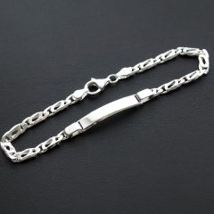 Hosszú Charles karkötő ezüst lap betéttel - 5mm