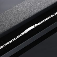 Hosszú Charles karkötő ezüst lap betéttel - 5mm