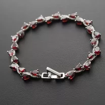 Csepp Gránát köves ezüst karkötő- cirkóniával