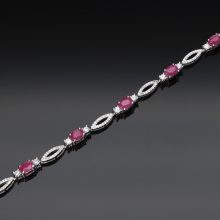  Ovál Rubin köves ezüst karkötő-cirkóniával