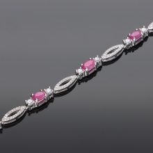  Ovál Rubin köves ezüst karkötő-cirkóniával