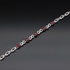  Ovál Rubin köves ezüst karkötő - Végtelen