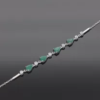  Csepp Smaragd köves ezüst karkötő-cirkóniával