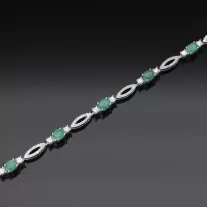  Ovál Smaragd köves ezüst karkötő-cirkóniával