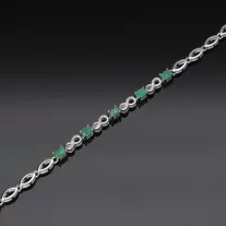  Ovál Smaragd köves ezüst karkötő - Végtelen