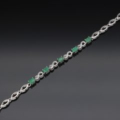  Ovál Smaragd köves ezüst karkötő - Végtelen
