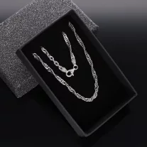 Széles Szingapúri csavart ezüst nyaklánc - 3mm