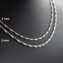 Széles Szingapúri csavart ezüst nyaklánc - 3mm