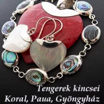 Tengerek kincsei - Korall, Paua, Gyöngyház, Shiva ezüst ékszerek